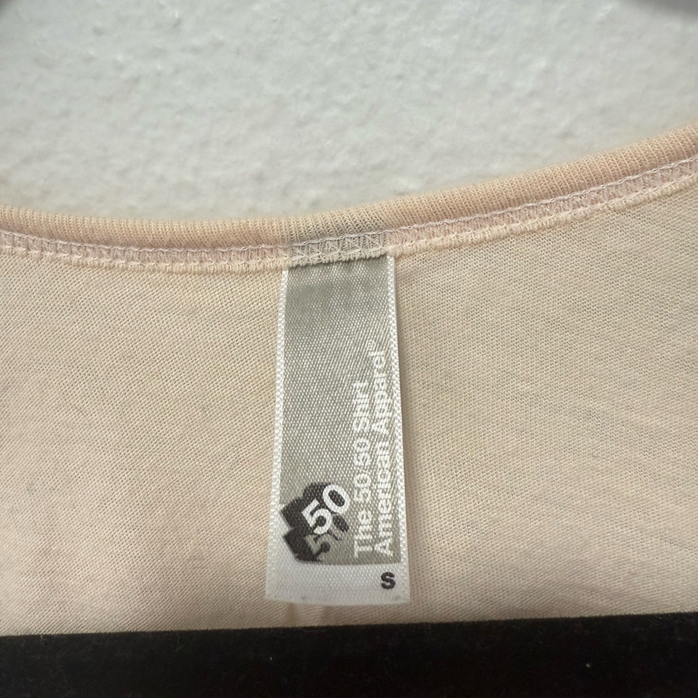 American Apparel Cream Tank Top with Red Bullseye Design Size Small - Picture 2 of 4